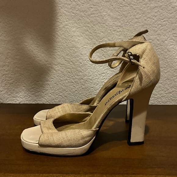 YVES SAINT LAURENT Cream Stiletto Heels with Ankle Strap - Picture 3 of 6